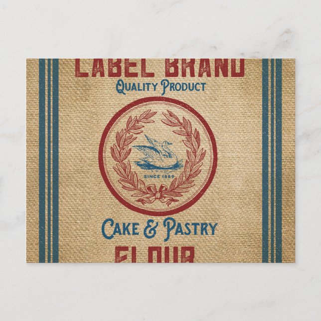 Burlap Vintag Cake Konditorei Mehl Sack Postkarte (Vorderseite)