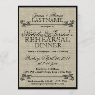 Burlap Vintag Probe Dinner Einladung