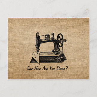 Burlap-Vintages Nähen Postkarte