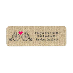 Burlap Vvélos vintages étiquettes d'adresse de ret