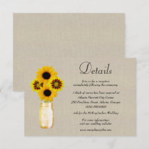 Burlap Yellow Floral Mason Jar Wedding Details