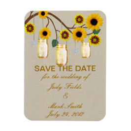 Burlap Yellow Mason Jars retten das Date Magnet