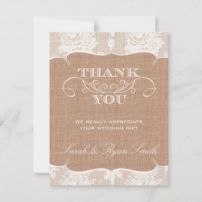 Burlarp Print & Lace Mariage Merci Cartes (Devant)