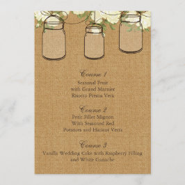 Burlende Elfenbein-Rose mason jar Hochzeitskarte Menükarte
