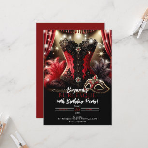 Burlesque Feathers & Bustier Glam Birthday Party Einladung