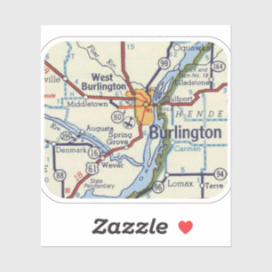 Burlington IA Map Aufkleber