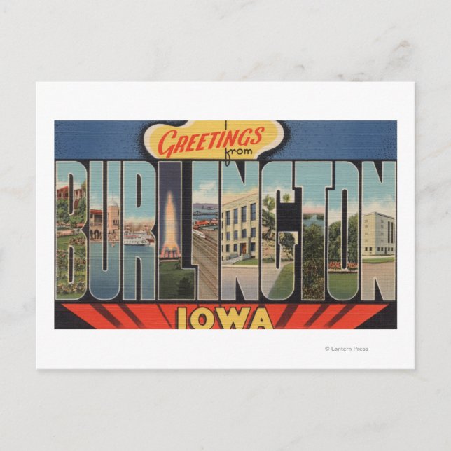 Burlington, Iowa - Großbuchstaben - Szenen 2 Postkarte (Vorderseite)
