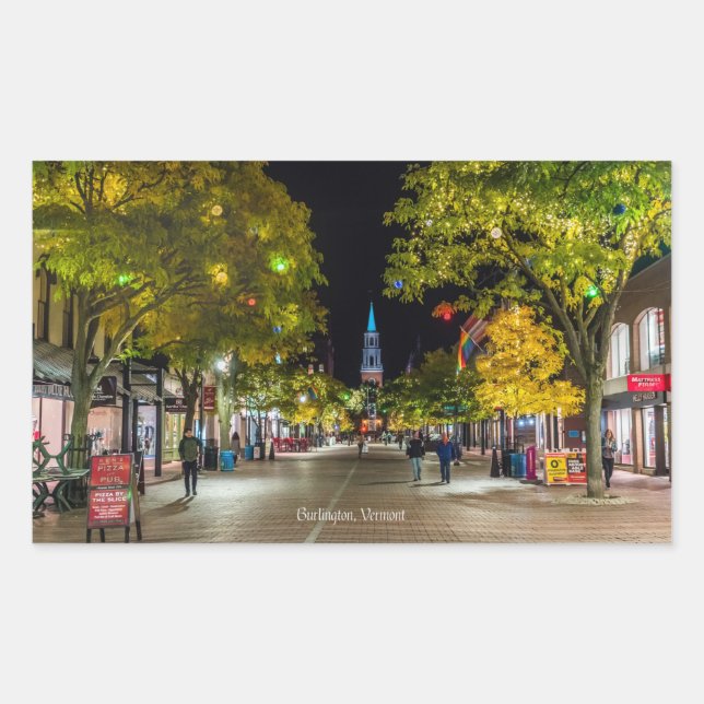Burlington, Stadtbild Vermont, Rechteckiger Aufkleber (Vorderseite)