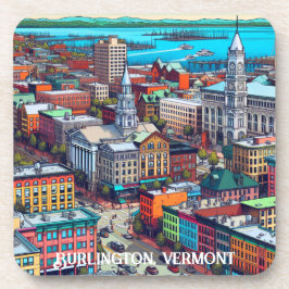 Burlington, Vermont Comic Book Style Art Getränkeuntersetzer
