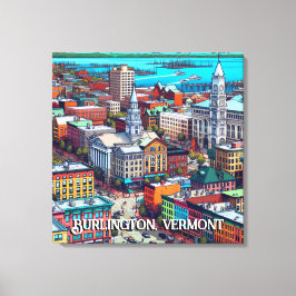 Burlington, Vermont Comic Book Style Art Leinwanddruck