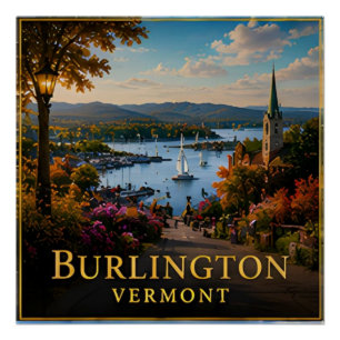 Burlington Vermont Lake Champlain & Grüner Berg Poster
