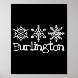 Burlington Vermont Schneeflocken Skifahrer Skifahr Poster