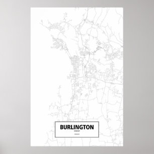 Burlington, Vermont (Schwarzes auf Weiß) Poster