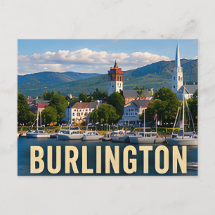 Burlington Vermont Seefront Berg Reise Geschenk Postkarte