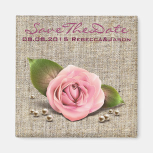 Burlpink rosa rustikale Country Frühjahrshochzeit Magnet