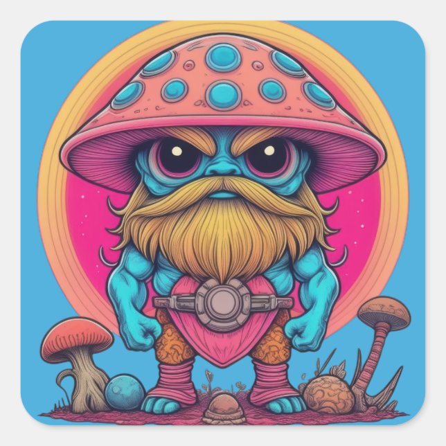 Burly Mountain Mushroom Quadratischer Aufkleber (Vorderseite)