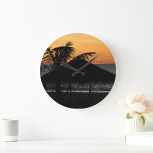 Burma beach sunset große wanduhr