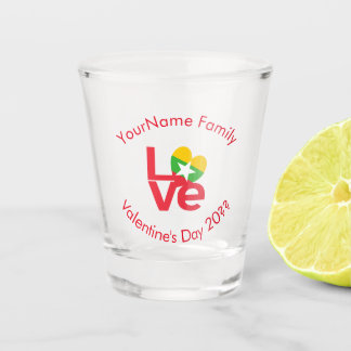 Burma Myanmar Rot LOVE Flag Personalisiert Schnapsglas