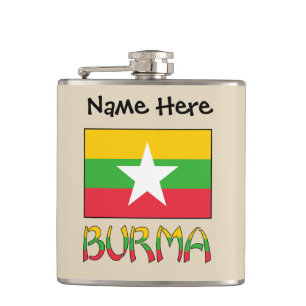 Burma und Myanmar-Flagge Personalisiert  Flachmann