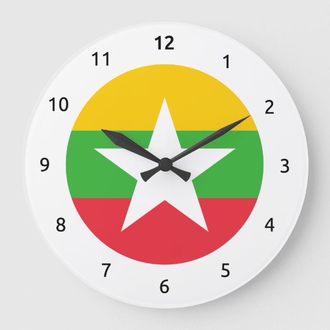 Burmese (Myanmar) Große Wanduhr (Vorderseite)