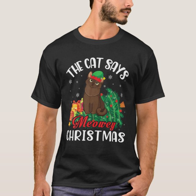Burmese Weihnachten Kostüm präsentiert die Katze s T-Shirt (Vorderseite)