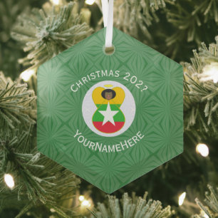 Burmesischer Myanmar-Engel Weihnachtsflagge Person Ornament Aus Glas