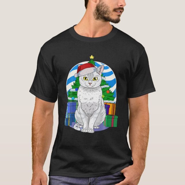 Burmilla Cat Cute Santa Christmas Tree Decor Gift T-Shirt (Vorderseite)