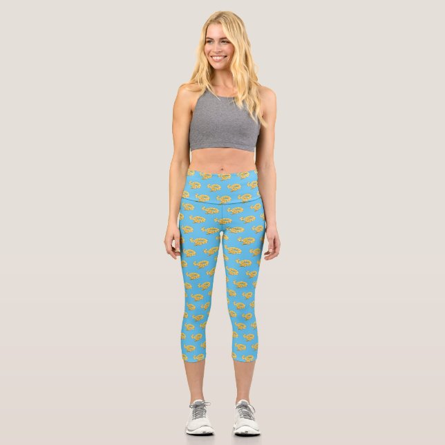 Burmische Python Schlange Cartoon Abbildung Capri Leggings (Vorderseite)