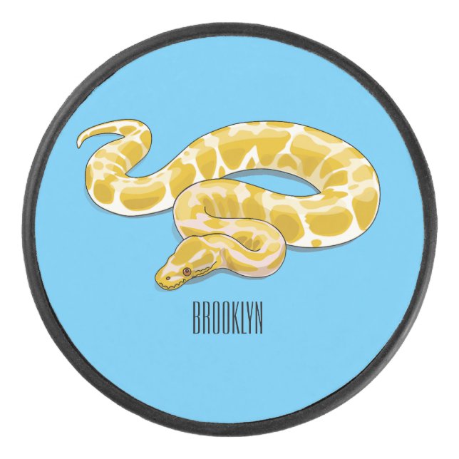 Burmische Python Schlange Cartoon Abbildung Eishockey Puck (Vorderseite)