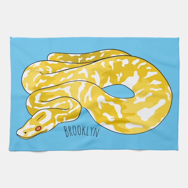 Burmische Python Schlange Cartoon Abbildung Geschirrtuch (Horizontal)