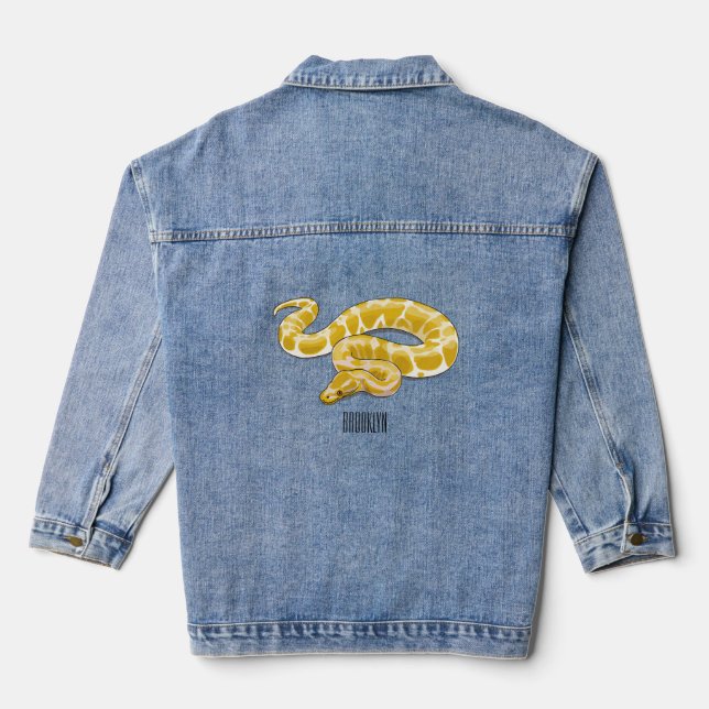 Burmische Python Schlange Cartoon Abbildung Jeansjacke (Rückseite)