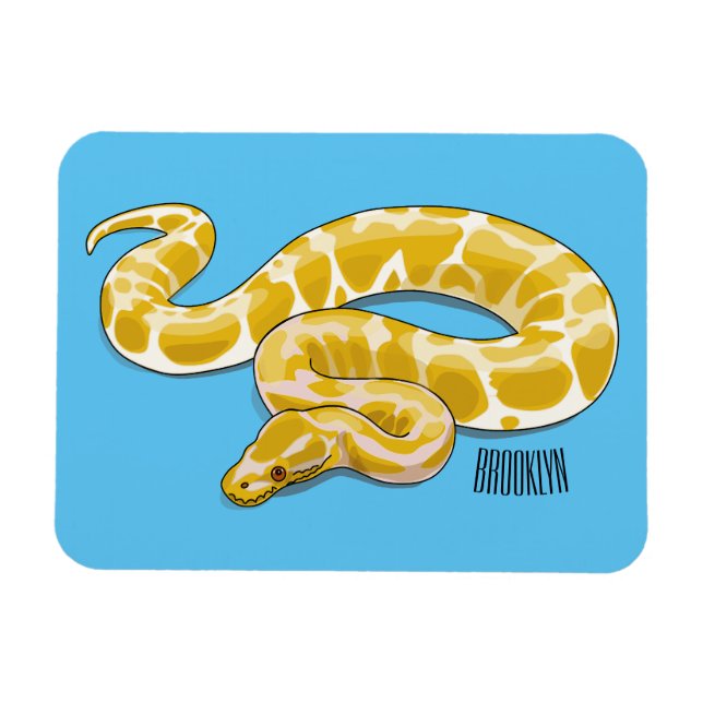 Burmische Python Schlange Cartoon Abbildung Magnet (Horizontal)