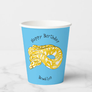 Burmische Python Schlange Cartoon Abbildung Pappbecher