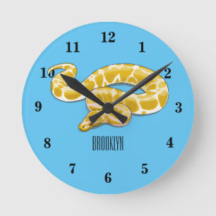 Burmische Python Schlange Cartoon Abbildung Runde Wanduhr