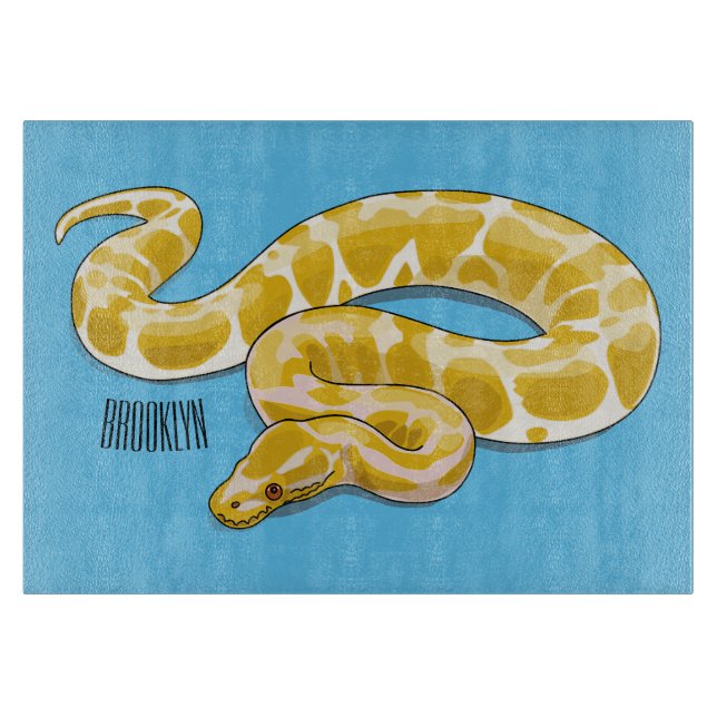 Burmische Python Schlange Cartoon Abbildung Schneidebrett (Vorderseite)