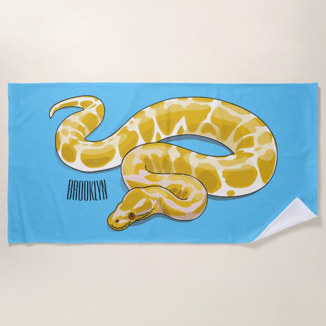 Burmische Python Schlange Cartoon Abbildung Strandtuch (Vorderseite)