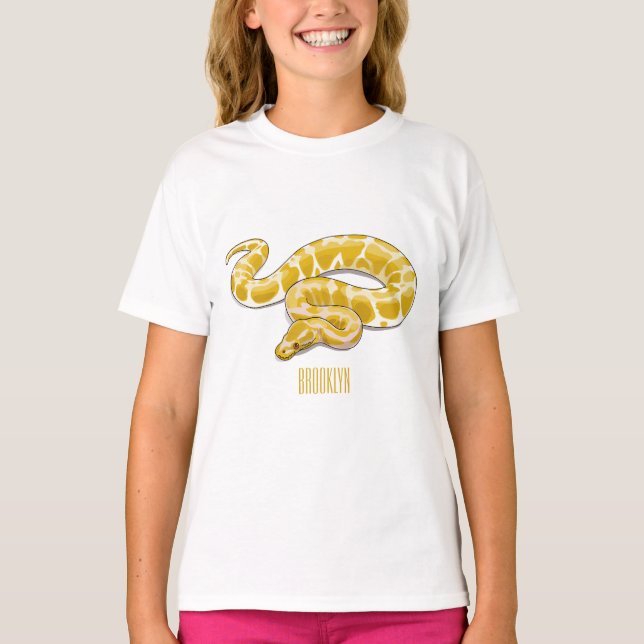 Burmische Python Schlange Cartoon Abbildung T-Shirt (Vorderseite)