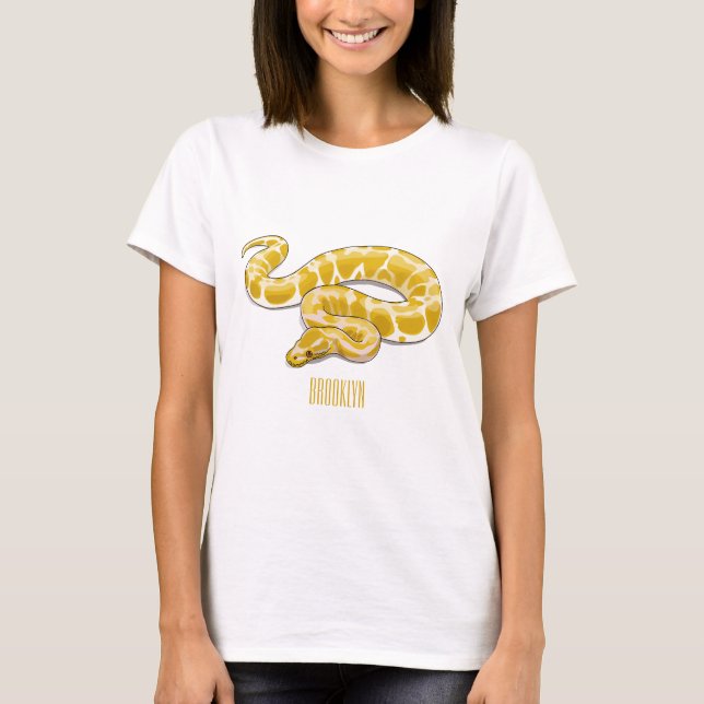 Burmische Python Schlange Cartoon Abbildung T-Shirt (Vorderseite)