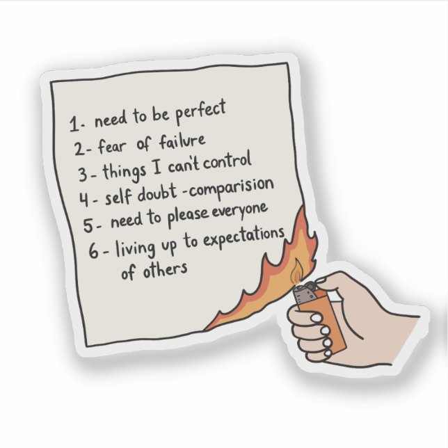 Burn List Therapeutic Ritual Mental Health Aufkleber (Vorderseite)