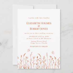 Burn Orange Wildblume Meadow Wedding Einladung