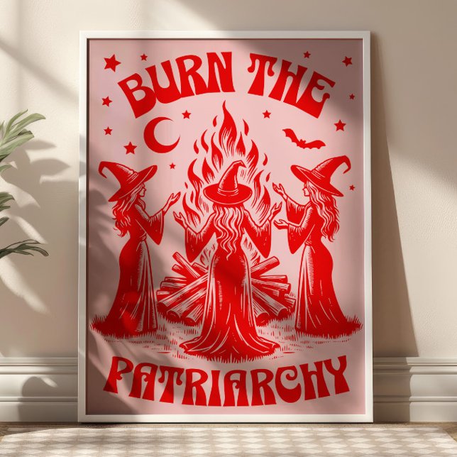 Burn The Patriarchy Red Vintage Witches Feminist Poster (Von Creator hochgeladen)