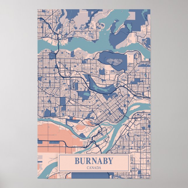 Burnaby Kanada Windige Stadtplan Reise Poster (Vorne)