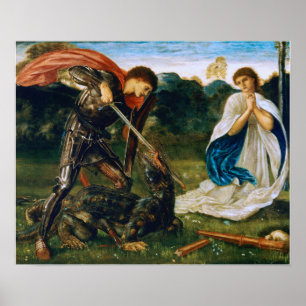 Burne-Jones - Kampf St. Georg tötet Drachen Poster