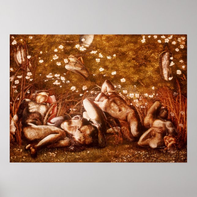 Burne-Jones - Studie über "Die schlafenden Ritter" Poster (Vorne)