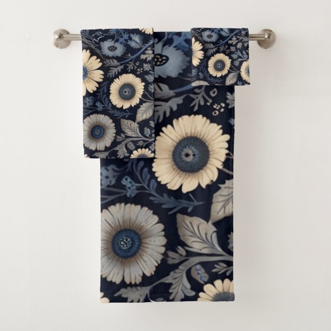 Burne-Jones Style Florals | Elegante Watercolor Badhandtuch Set (Insitu)