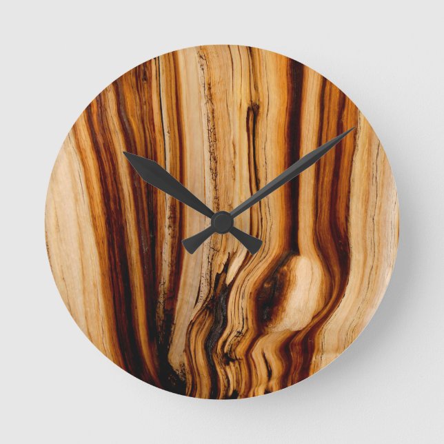 Burned Bristlecone Pine Tree Trunk Textur Runde Wanduhr (Vorderseite)