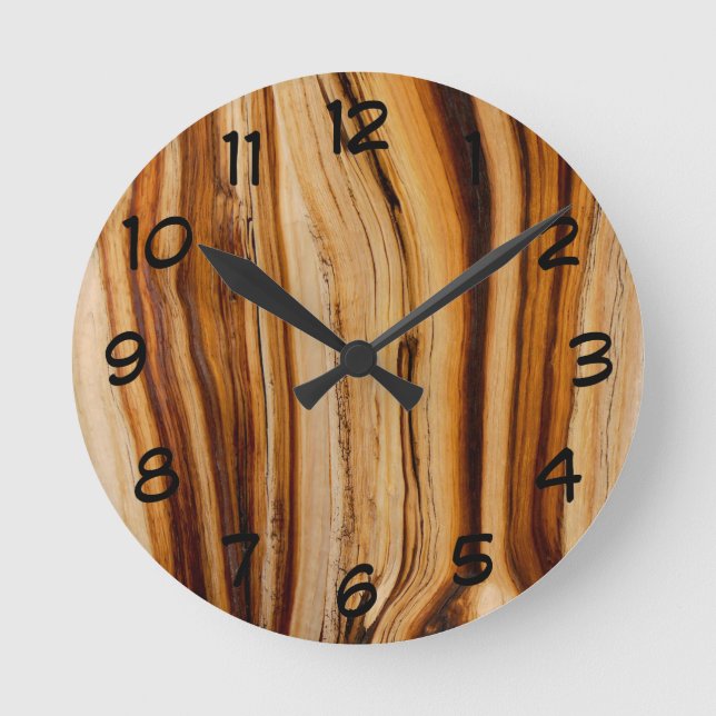Burned Bristlecone Pine Tree Trunk Textur Runde Wanduhr (Vorderseite)
