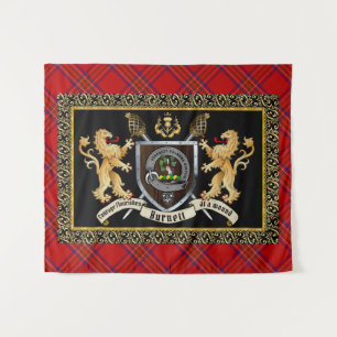 Burnett Clan Abzeichen & Motto mit Löwen Wandteppich