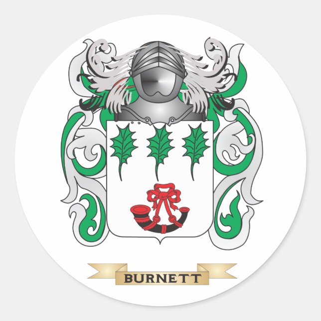 Burnett Coat of Arms (Familienwappen) Runder Aufkleber (Vorderseite)