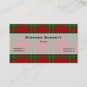 Burnett Traditionelles Tartan Kariert Custom Visitenkarte